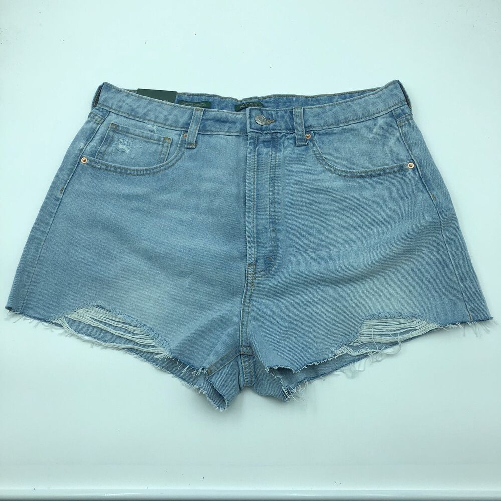 Wild Fable Highest Rise Cutoff Raw Hem Button Fly Light Wash Denim Shorts 14/32